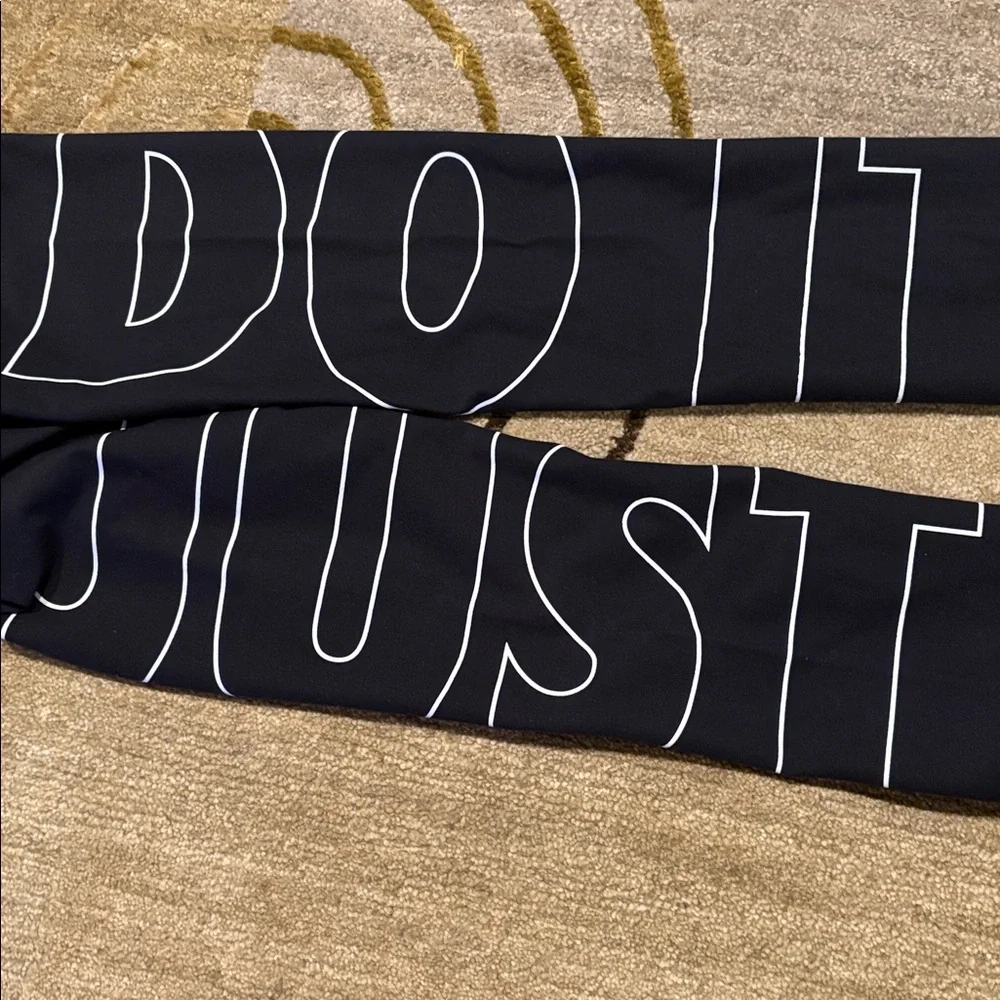 ~Nike~ Black Capri Leggings with “Just Do It”  White Lettering
